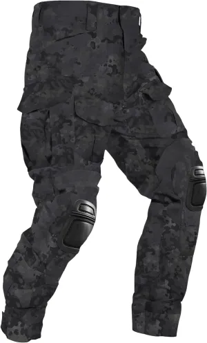 Men’s Tactical Pants with Knee Pads Waterproof G3 Combat Pants Camo Cargo Pants with 10 Pockets No Belt