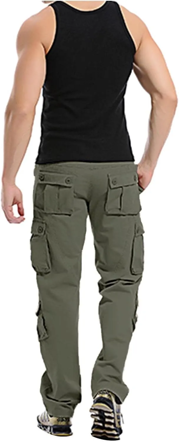 Men's Tactical Pants Workout Regular Fit Multi-Pockets Sports Outdoor Cargo Pants Active Hiking Travel Trousers