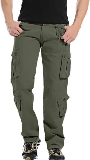 Men's Tactical Pants Workout Regular Fit Multi-Pockets Sports Outdoor Cargo Pants Active Hiking Travel Trousers
