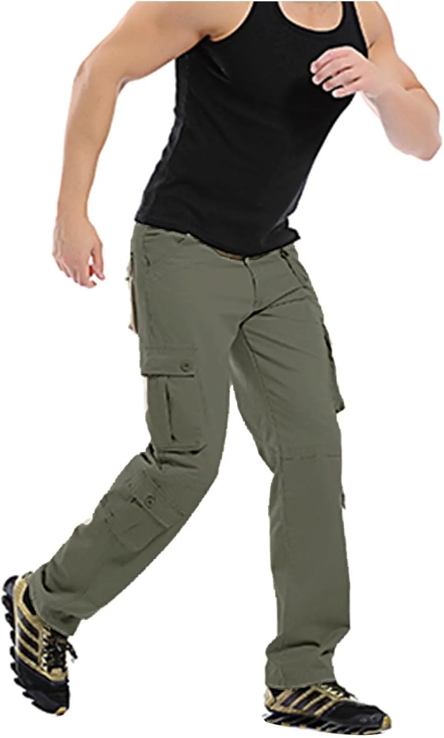 Men's Tactical Pants Workout Regular Fit Multi-Pockets Sports Outdoor Cargo Pants Active Hiking Travel Trousers