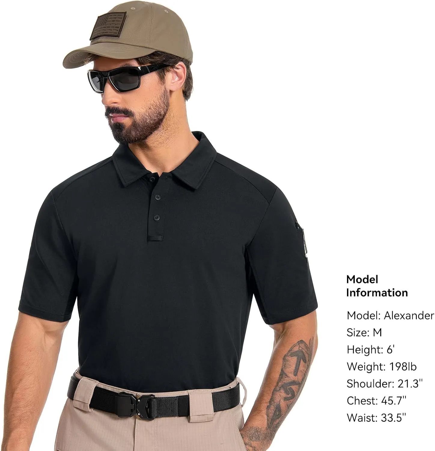 Men's Tactical Polo Shirts Short Sleeve Athletic Golf Outdoor Lightweight Performance Sports Shirt