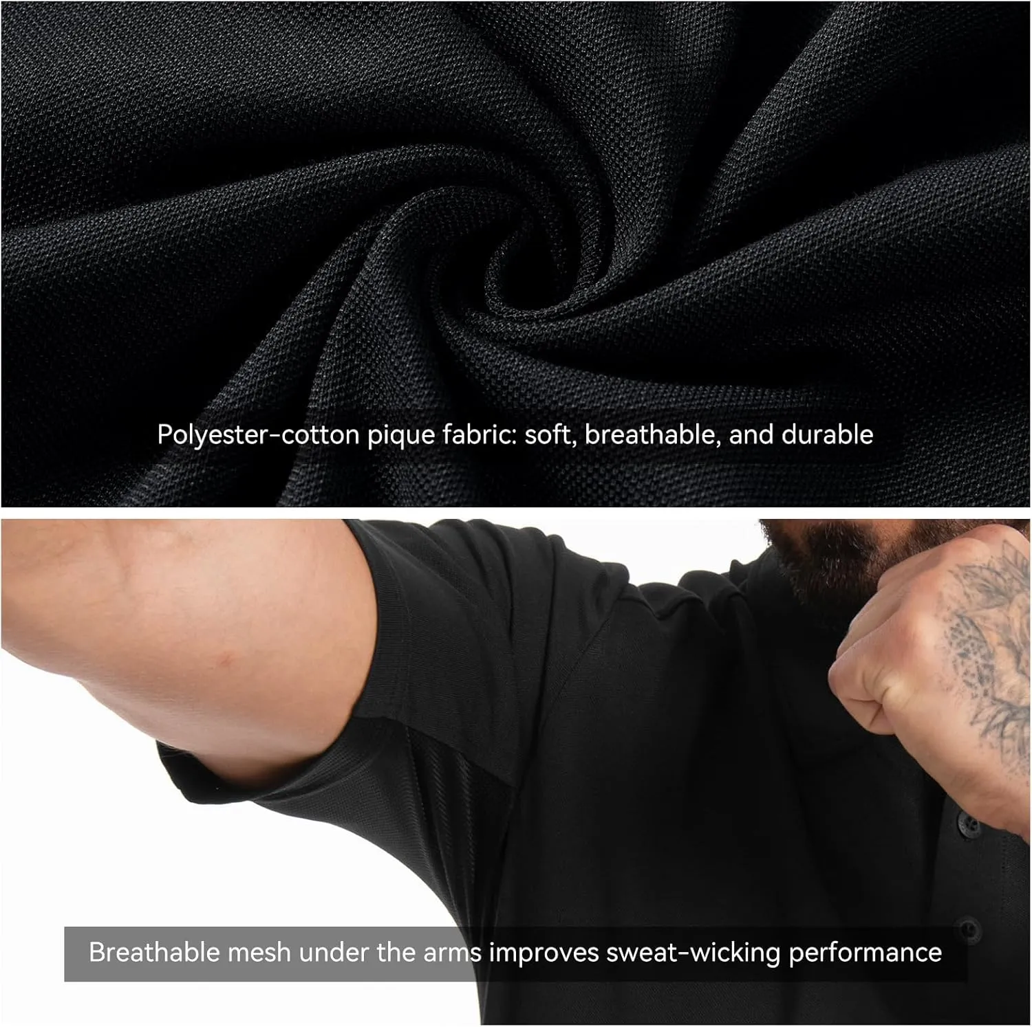 Men's Tactical Polo Shirts Short Sleeve Athletic Golf Outdoor Lightweight Performance Sports Shirt