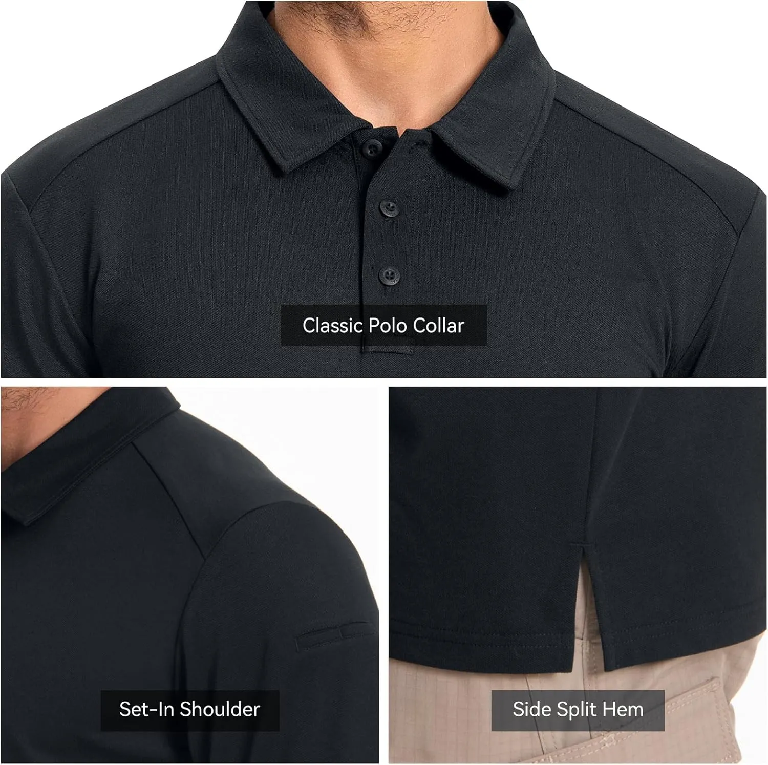 Men's Tactical Polo Shirts Short Sleeve Athletic Golf Outdoor Lightweight Performance Sports Shirt