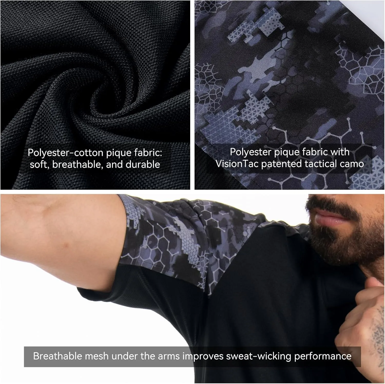 Men's Tactical Polo Shirts Short Sleeve Athletic Golf Outdoor Lightweight Performance Sports Shirt