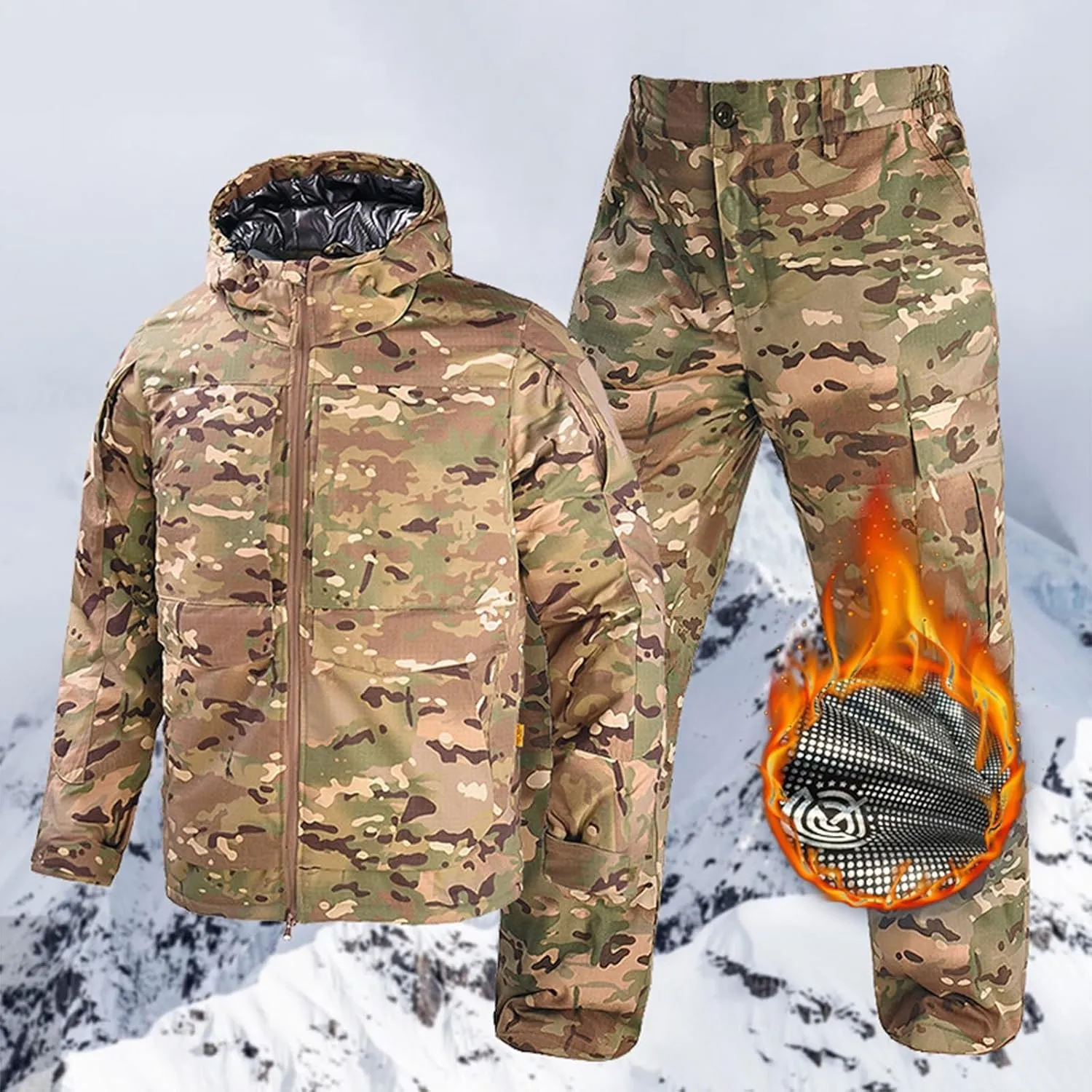 Men’s Tactical Uniforms Suit,Warm Winter Windproof Clothing Set, Waterproof Snow Ski Jacket and Pants