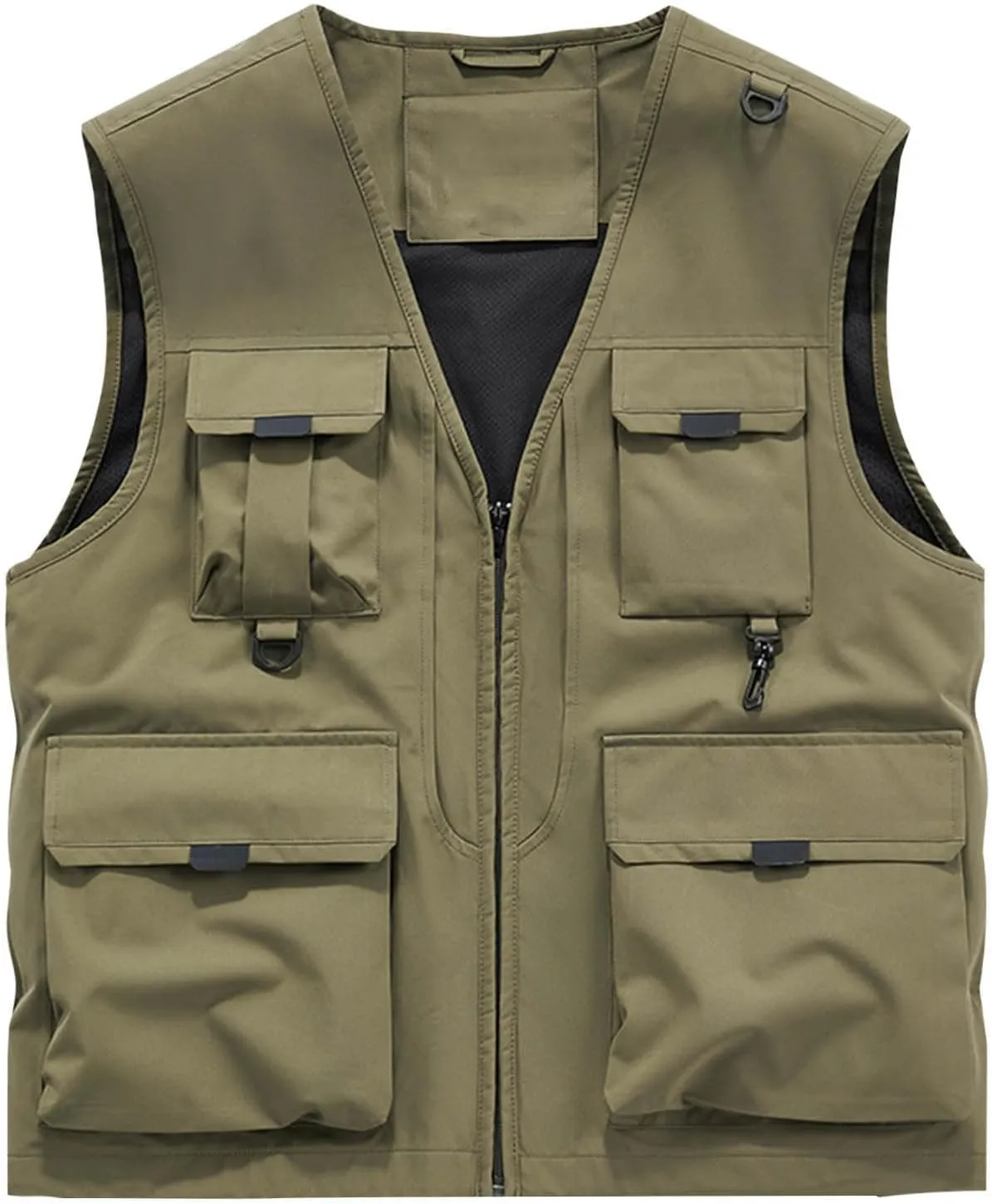 Mens Utility Casual Fishing Vests Multi Pockets Cargo Vest Travel Hunting Camping Outdoor Vest Tactical Outerwear