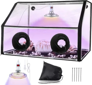 Meonum Mushroom Grow Tent and LED Growing Light Kit, 30 x 20 x 20 Inch Portable Large Still Air Box, Mycology Mushroom Growing Kit, Indoor Propagation Stations with 48 Beads Mushroom Growing Lamp