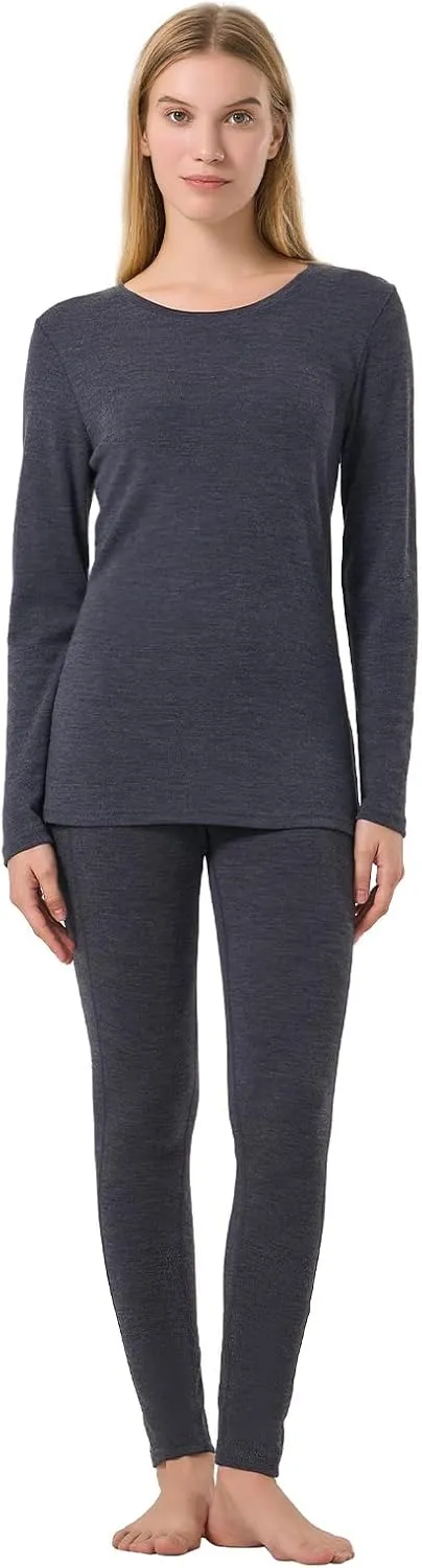 Merino Protect 100% Merino Wool Base Layer Womens Set Thermals Odor Resistance Underwear For Cold Weather