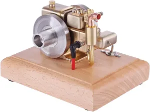 Metal Engine Model Kit That Works, Mini Water-Cooled Four-Stroke Engine Build Kit with Wooden Base, Physics Science Experiment Desktop Collection Gift for Youth Adult