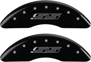 MGP Brake Caliper Covers for Chevrolet Camaro SS (2016-24') Fits 19"  Wheels (Will Not Fit ZL1 Model) – Powder Coated Black, Engraved Silver Chevy SS Logo, Aluminum Caliper Covers (Set of 4)