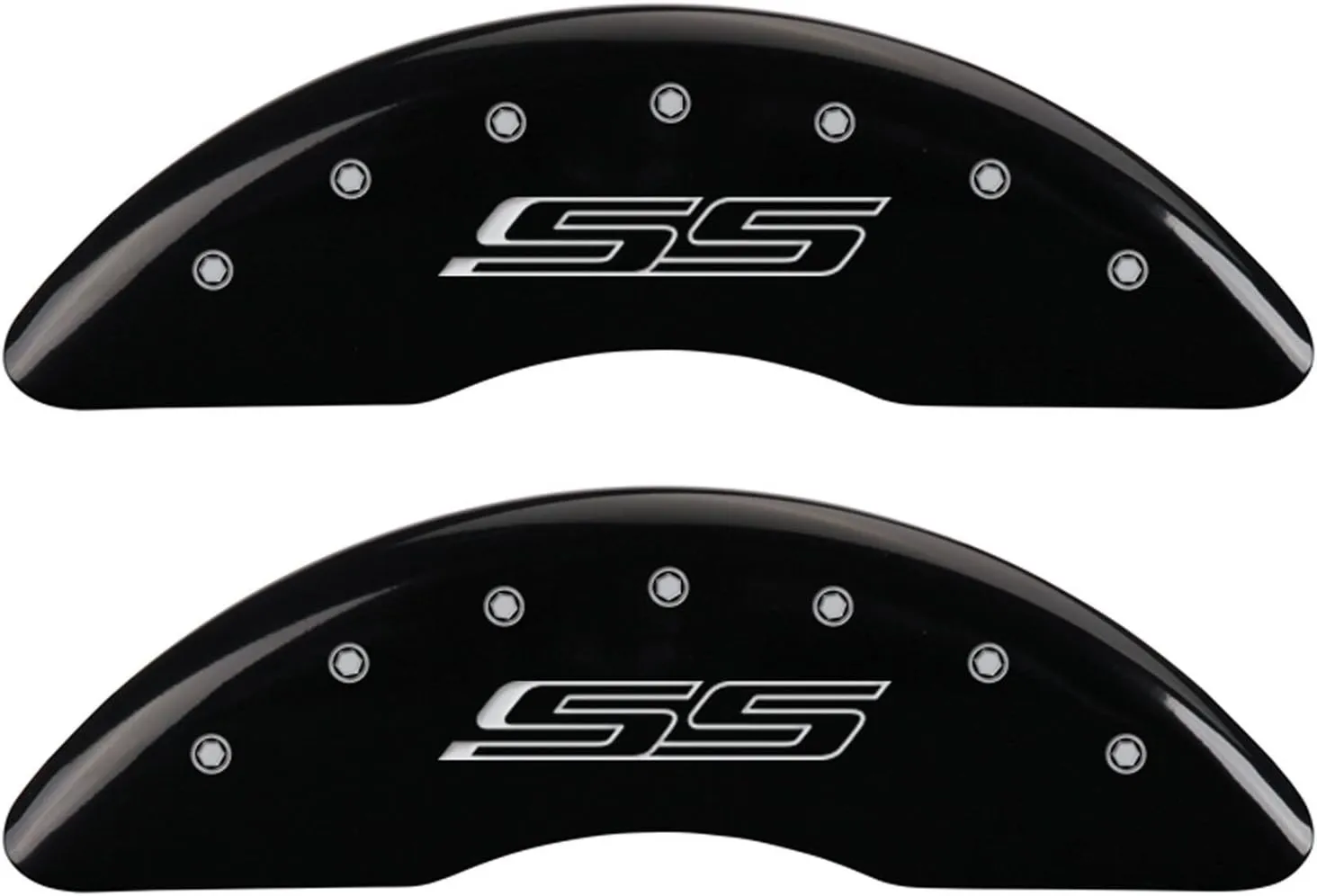 MGP Brake Caliper Covers for Chevrolet Camaro SS (2016-24') Fits 19"  Wheels (Will Not Fit ZL1 Model) – Powder Coated Black, Engraved Silver Chevy SS Logo, Aluminum Caliper Covers (Set of 4)