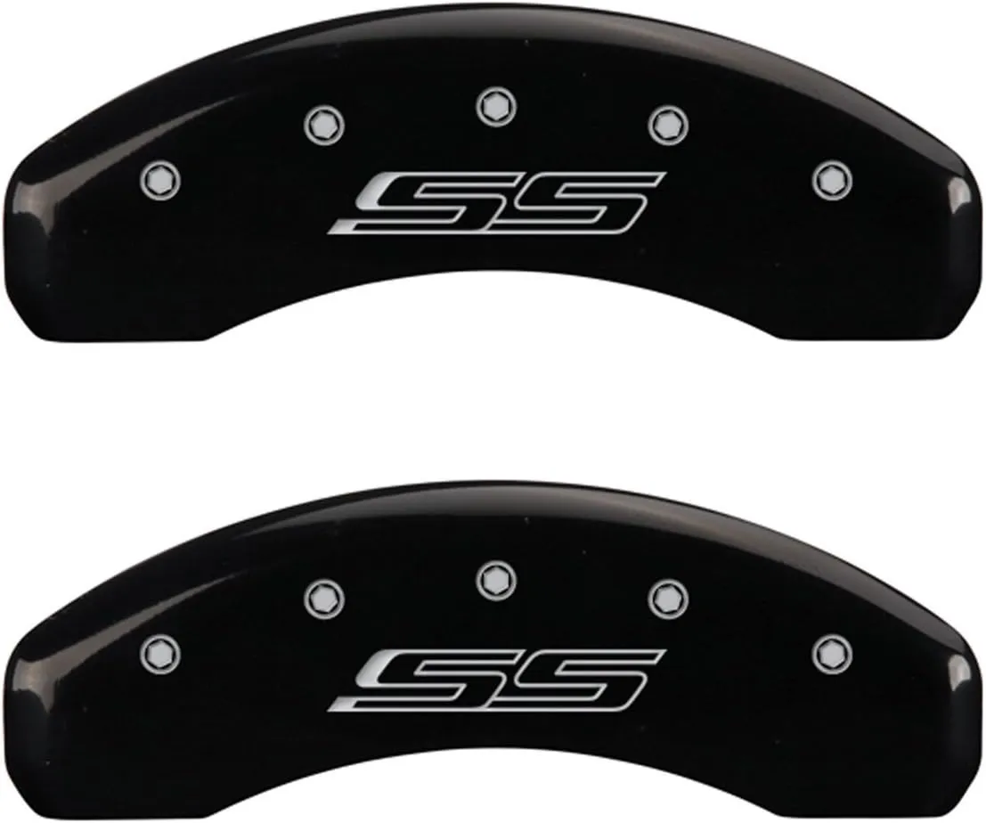 MGP Brake Caliper Covers for Chevrolet Camaro SS (2016-24') Fits 19"  Wheels (Will Not Fit ZL1 Model) – Powder Coated Black, Engraved Silver Chevy SS Logo, Aluminum Caliper Covers (Set of 4)