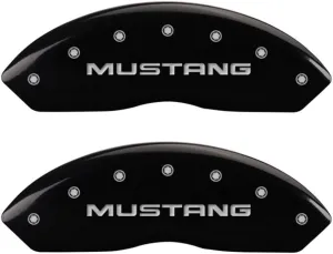 MGP Caliper Covers 10095SMG1BK Mustang Black Caliper Covers - Engraved Front & Rear, Set of 4