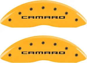 MGP Caliper Covers 14036SCA5YL Yellow Caliper Cover (Set of 4, Engraved Front and Rear: Gen 5/Camaro, Yellow powder coat finish, black characters)