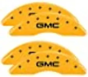 MGP Caliper Covers 34219SGMCYL GMC Yellow Powder Coat Finish, Black Characters, Set of 4