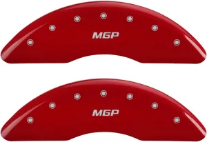 MGP Caliper Covers 38026SMGPRD Red Set of 4 Engraved Front and Rear: MGP, Powder Coat Finish, Silver Characters