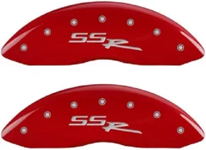 MGP Caliper Covers - Brake Caliper Covers 2002-2005 Chevrolet Trailblazer, SSR - Front and Rear Set - Red