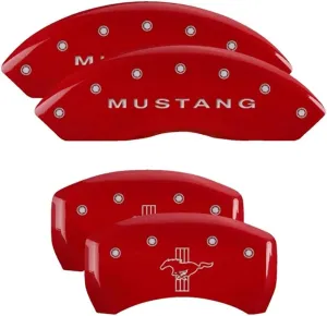 MGP Caliper Covers - Brake Caliper Covers 2005-2009 Ford Mustang - Front and Rear Set - Red