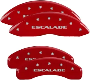 MGP Caliper Covers - Brake Caliper Covers 2007-2020 Cadillac Escalade Front and Rear Set - Escalade Logo - Red