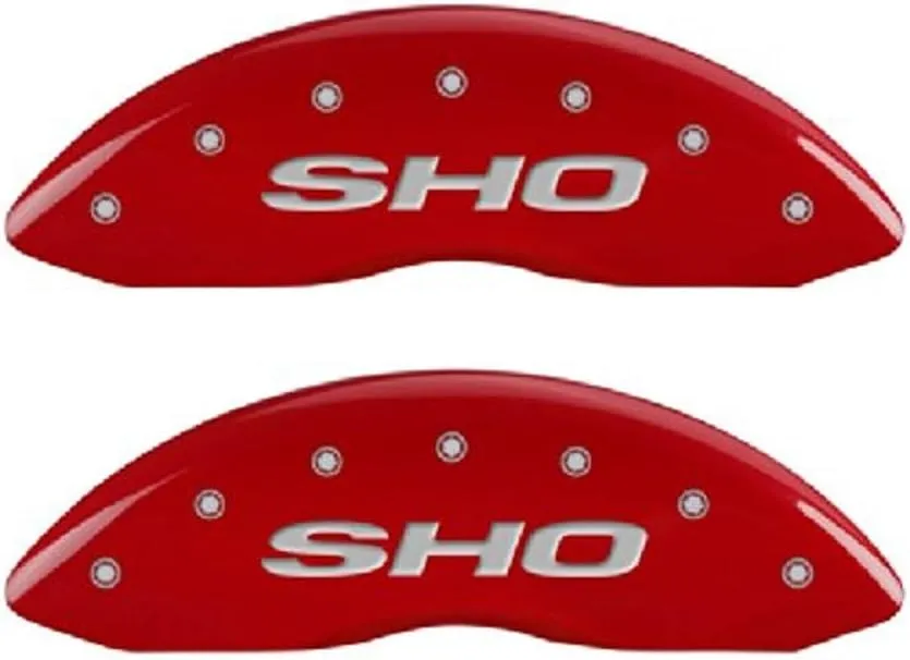 MGP Caliper Covers - Brake Caliper Covers 2013-2018 Ford Taurus - Front and Rear Set - Red