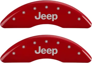 MGP Caliper Covers - Brake Caliper Covers 2014-2023 Jeep Cherokee (Dual Piston) - Front and Rear Set - Red