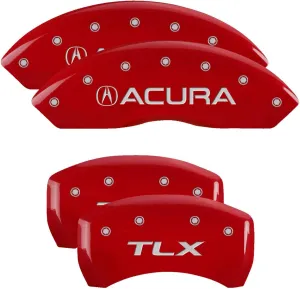 MGP Caliper Covers - Brake Caliper Covers 2015-2020 Acura TLX (39018s) Front and Rear Set - Acura/TLX Logo - Red