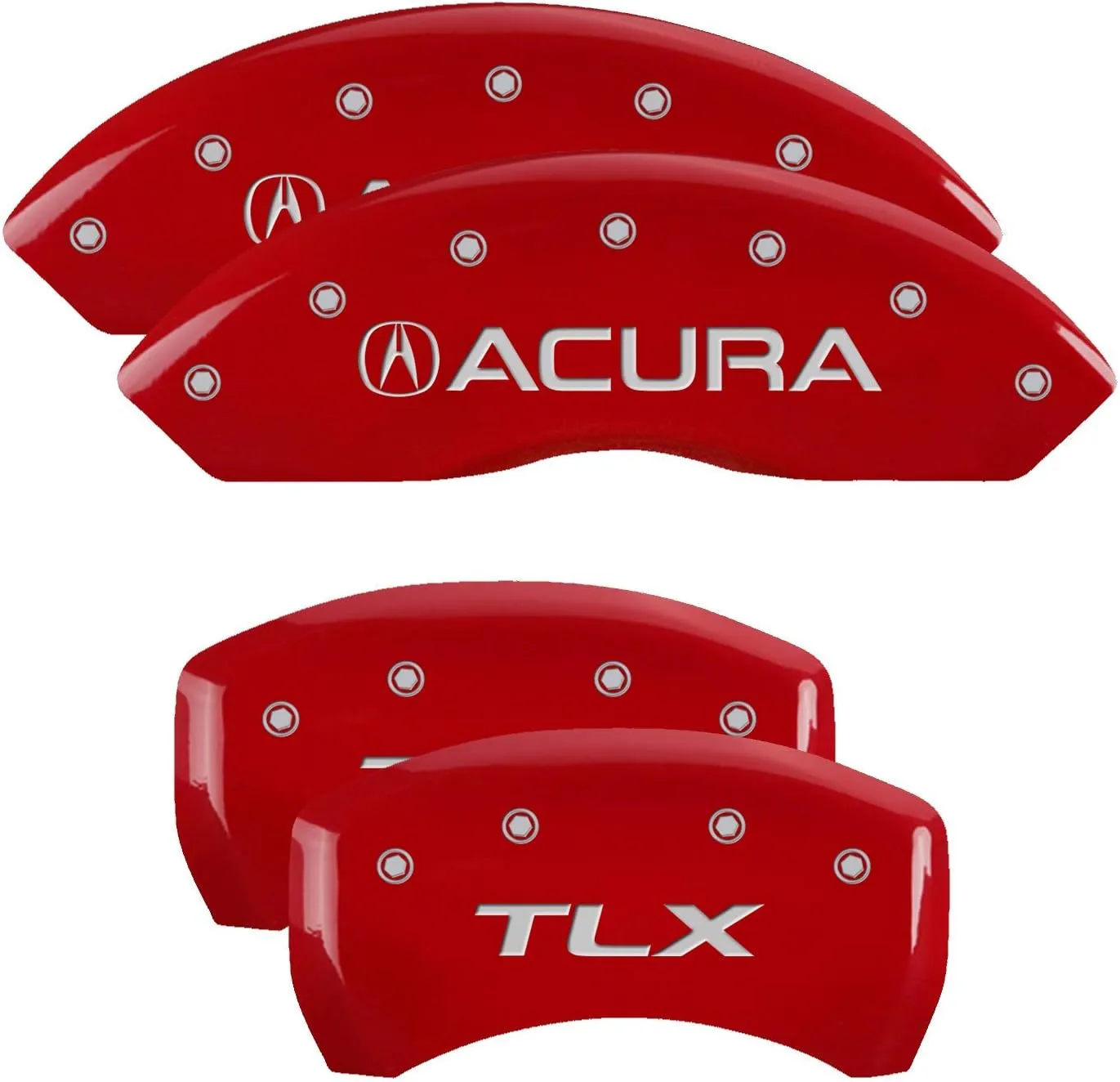 MGP Caliper Covers - Brake Caliper Covers 2015-2020 Acura TLX (39018s) Front and Rear Set - Acura/TLX Logo - Red