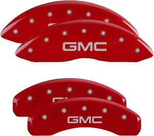 MGP Caliper Covers - Brake Caliper Covers 2015-2020 GMC Yukon, Yukon XL 2018-2020 Sierra 1500 - Front and Rear Set - Red