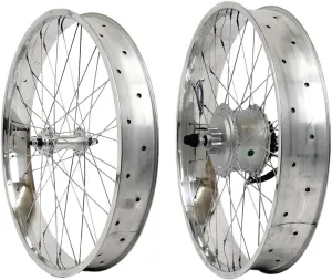 Micargi 26" Electric Bike with 48V 500W Motor Aluminum Double Polish Fat Rim Wheel Set,Compatible with Disc Brake