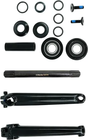 MICARGI BMX 3pc Crank Set,Single Speed Bike Crankset with 3pc Crankset, Crank Arms, and Hex Bolt,Type: 19mmx164/200mm Black/Chrome