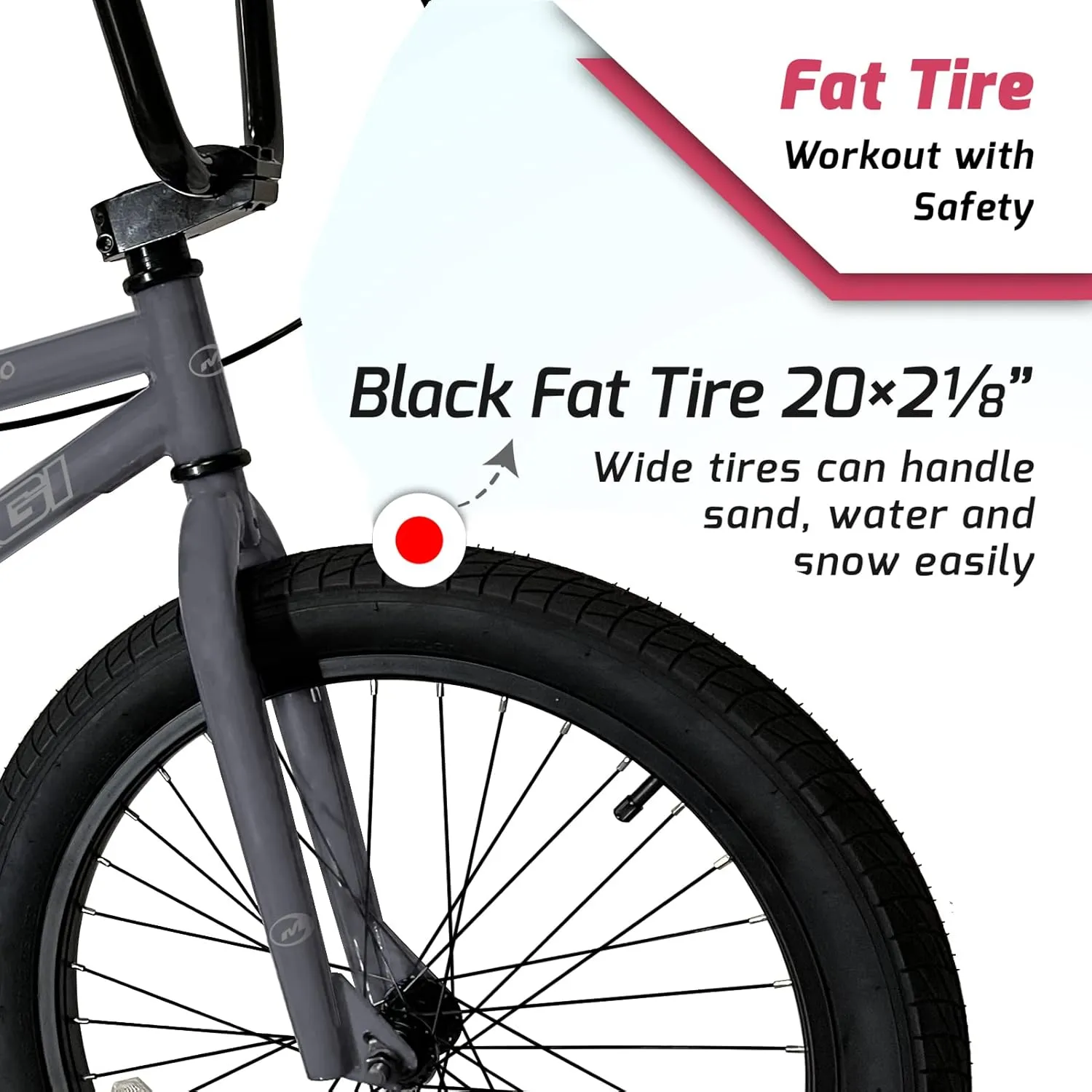 MICARGI MBX 20 Inch Hi-Ten Steel Framed Freestyle BMX Beginners Bike for Child or Adult Riders 5 Feet to 6 Feet 2 Inches Tall