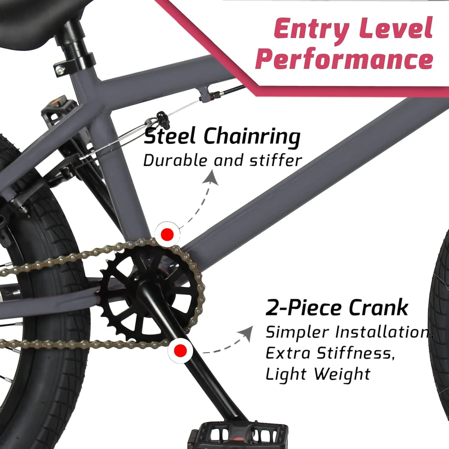MICARGI MBX 20 Inch Hi-Ten Steel Framed Freestyle BMX Beginners Bike for Child or Adult Riders 5 Feet to 6 Feet 2 Inches Tall