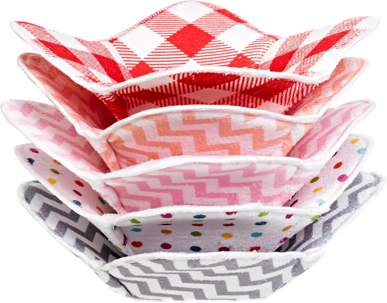 Microwave Bowl Cozies Set of 5 Hot Bowl Holders Heat Insulated Microfiber & Sponge Heat Resistant Bowl Huggers for Hot & Cold Food Bowl Holder for Soup, Pasta, Noodles & Rice Bowl