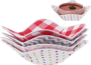 Microwave Bowl Huggers Set of 4 Hot Bowl Holders Heat Insulated Microfiber & Sponge Heat Resistant Cozies for Hot & Cold Food, Holder for Soup, Pasta, Noodles & Rice