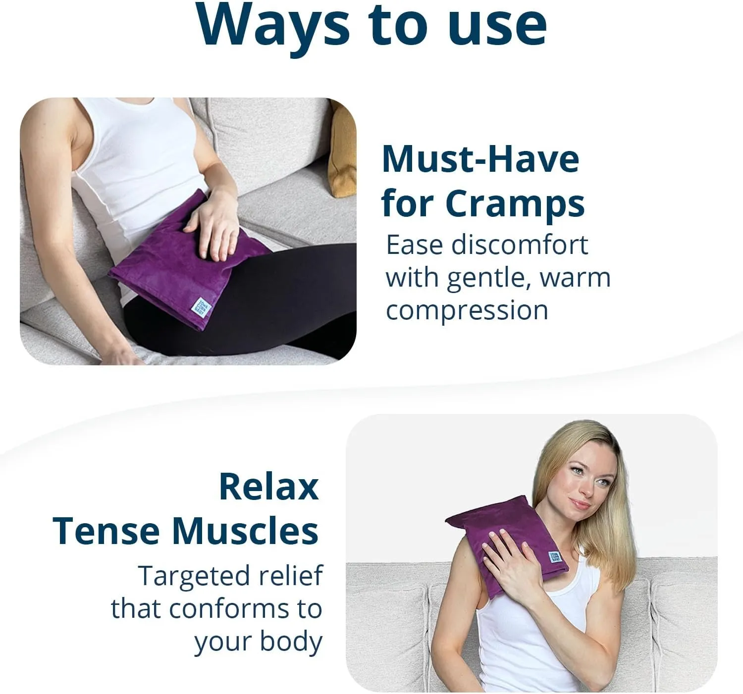 Microwave Heating Pad (with Removable Cover) – Weighted Microwavable Moist Heat Therapy Pad for Back, Neck, Shoulders, and Cramps – Portable, Reusable Cold or Warm Compress, 10" x 7", 2.5lbs