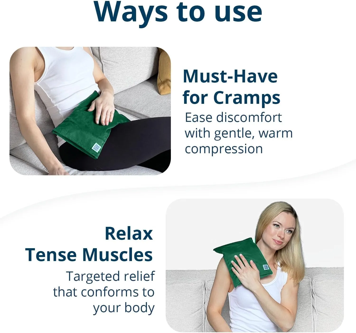 Microwave Heating Pad (with Removable Cover) – Weighted Microwavable Moist Heat Therapy Pad for Back, Neck, Shoulders, and Cramps – Portable, Reusable Cold or Warm Compress, 10" x 7", 2.5lbs