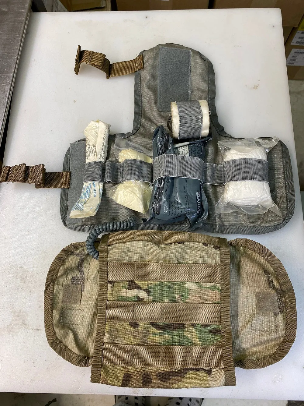 MILITARY MOLLE MULICAM IFAK POUCH W/ ACU MODIFIED FIRST AID INSERT (W/SUPPLIES)