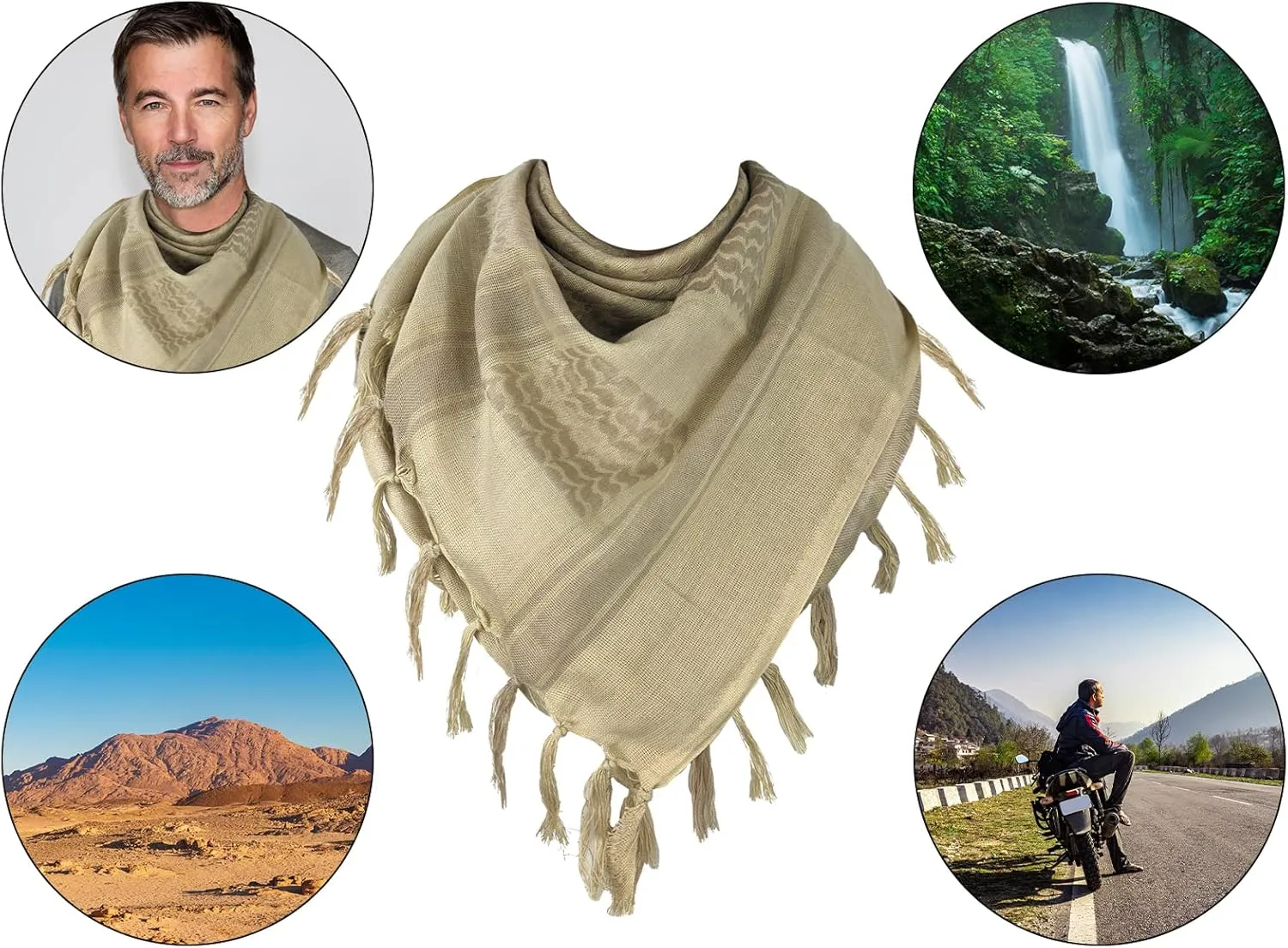 Military Shemagh Arab Tactical Desert Keffiyeh Thickened Scarf Wrap for Women and Men 43"x43"