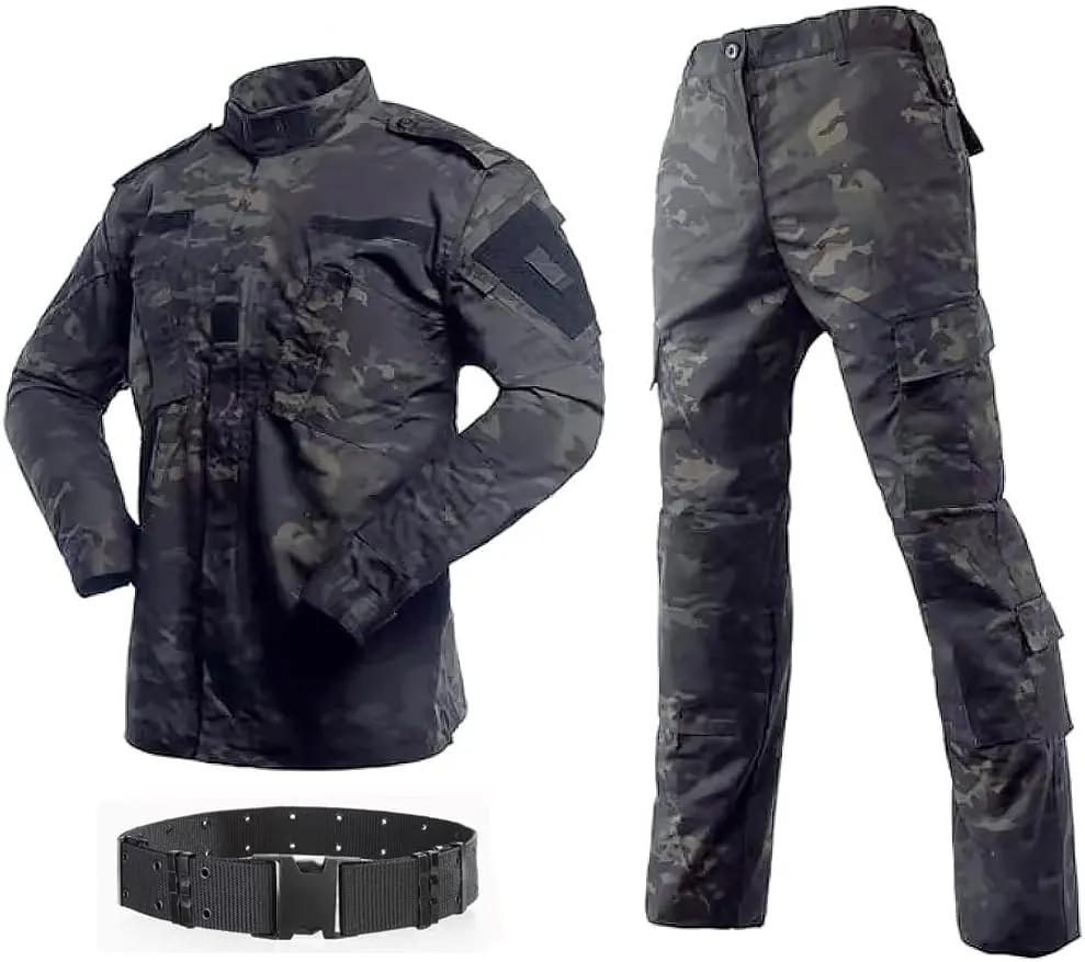 Military Tactical Mens Hunting Combat BDU Uniform Suit Shirt & Pants with Belt MC