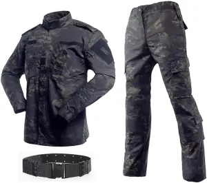 Military Tactical Mens Hunting Combat BDU Uniform Suit Shirt & Pants with Belt MC