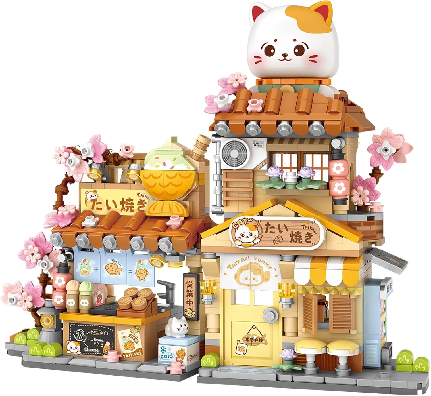 Mini City Shop Street View Building Blocks Model Set,Simulation Animals Architecture Collection Particle Construction Building Bricks Toy,Home Decoration (Taiyaki)