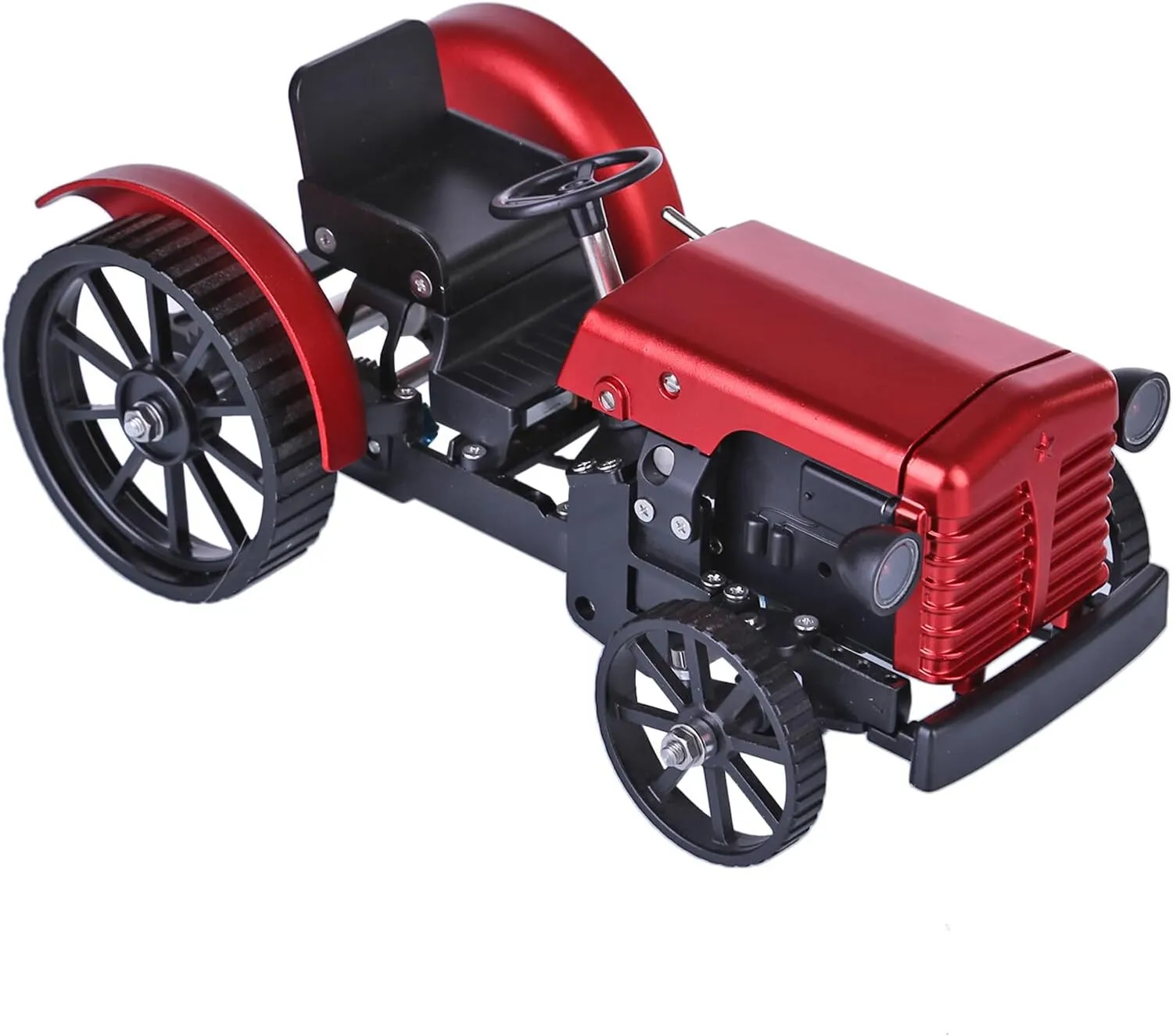 Mini RC Electric Tractor Model Kits, DIY Metal Steampunk Mechanical Car Model That Works, Creative Toys for Adults and Teens