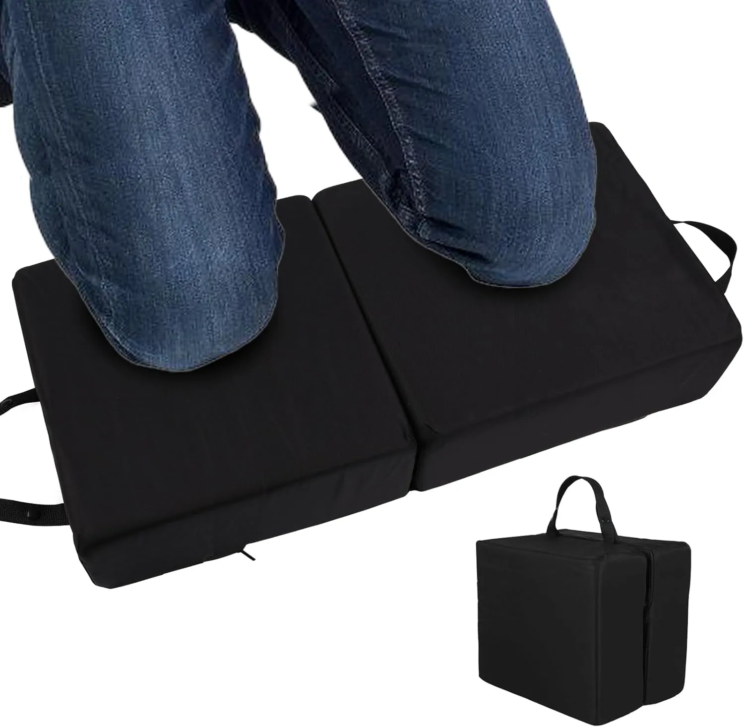 MINUPWELL Extra Thick Garden Kneeling Pad, 5" Thick 100% Supportive Foam, Extra Large Kneeling Pads for Work, Kneeling Pads for Bathing, Yoga, Physical Therapy, Prayer Pillow, Waterproof Fabric-Black