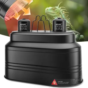 MIXJOY Dual Reptile Light Fixture, Max 160W Each Reptile Heat Lamp Fixture with Separate Switches, Fits Reptile Light/Heat Lamp/UVB Light for Lizards, Turtles, Snakes, and Amphibians