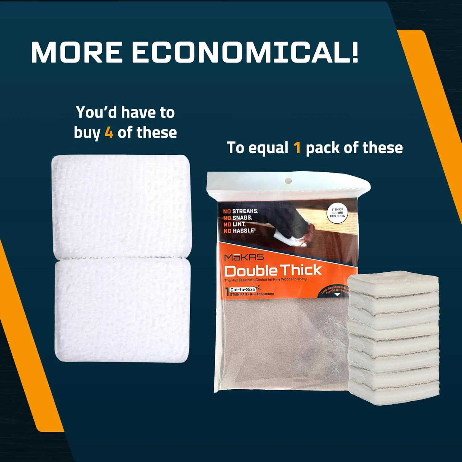 MāKRS Double Thick Stain Pad, Cut-to-Size Staining Pads, 1-Pack, Lint, Snag, Streak-Free Applicator, Micro Brush Material, Wood Stains and Oil Based Finishes, Easy to Use with Consistent Application