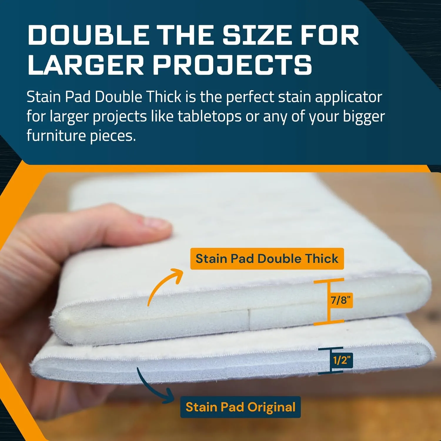MāKRS Double Thick Stain Pad, Cut-to-Size Staining Pads, 1-Pack, Lint, Snag, Streak-Free Applicator, Micro Brush Material, Wood Stains and Oil Based Finishes, Easy to Use with Consistent Application
