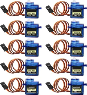 MMOBIEL 10 Pcs SG90 9g Micro Servo Motor Kit for RC Drone/Car/Airplane/Helicopter/Vehicles/Robots/Compatible with Arduino Projects and Raspberry Pi Incl. Screws and 30 Servo Arms