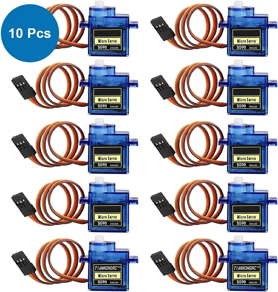 MMOBIEL 10 Pcs SG90 9g Micro Servo Motor Kit for RC Drone/Car/Airplane/Helicopter/Vehicles/Robots/Compatible with Arduino Projects and Raspberry Pi Incl. Screws and 30 Servo Arms