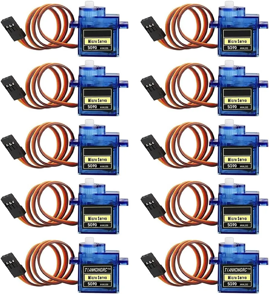 MMOBIEL 10 Pcs SG90 9g Micro Servo Motor Kit for RC Drone/Car/Airplane/Helicopter/Vehicles/Robots/Compatible with Arduino Projects and Raspberry Pi Incl. Screws and 30 Servo Arms