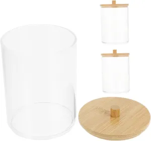 Mobestech 3pcs Cotton Swab Holder with Lid Storage Jar for Cotton Pads Makeup Sponges Toothpicks and Hair Accessories Multipurpose Bathroom Organizer
